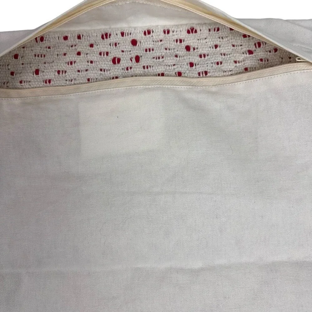 Le Pouf Textured Pillow Covers Red Cream No Pillow